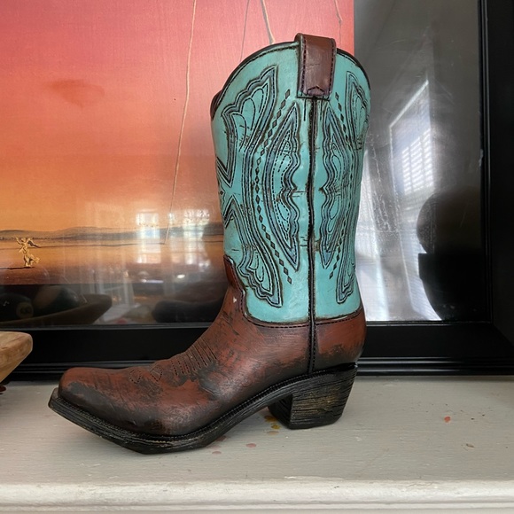 Vintage cowboy boot vase western home decor
